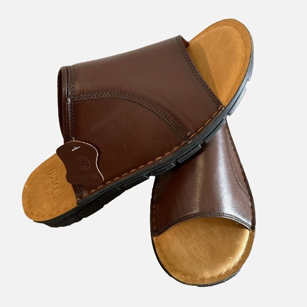 NEW Human Men's Genuine Leather Suede Sandals 10